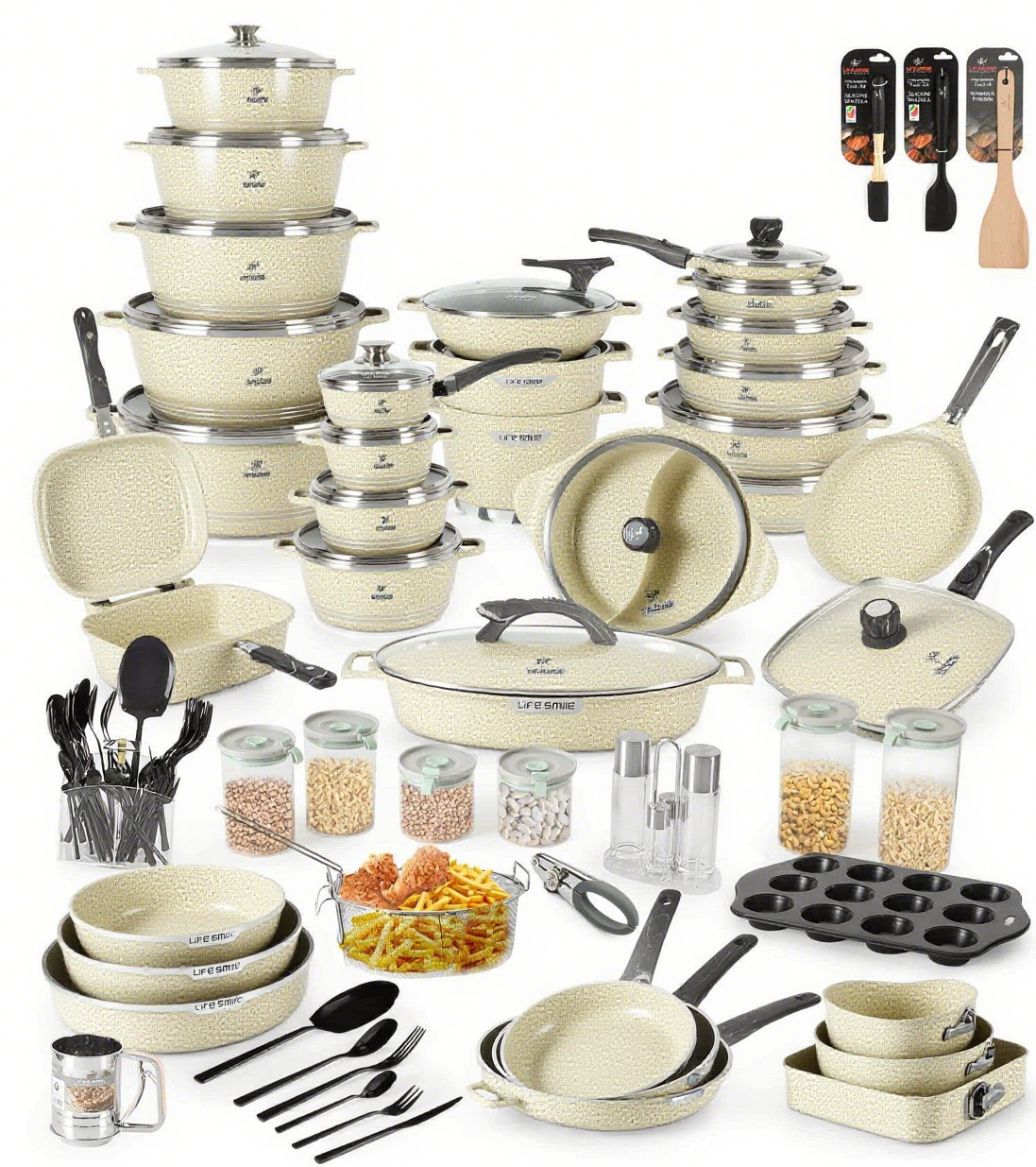 Complete 130 Piece Cooking & Kitchenware Set Premium