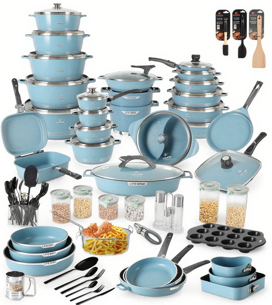 Complete 130 Piece Cooking & Kitchenware Set Premium