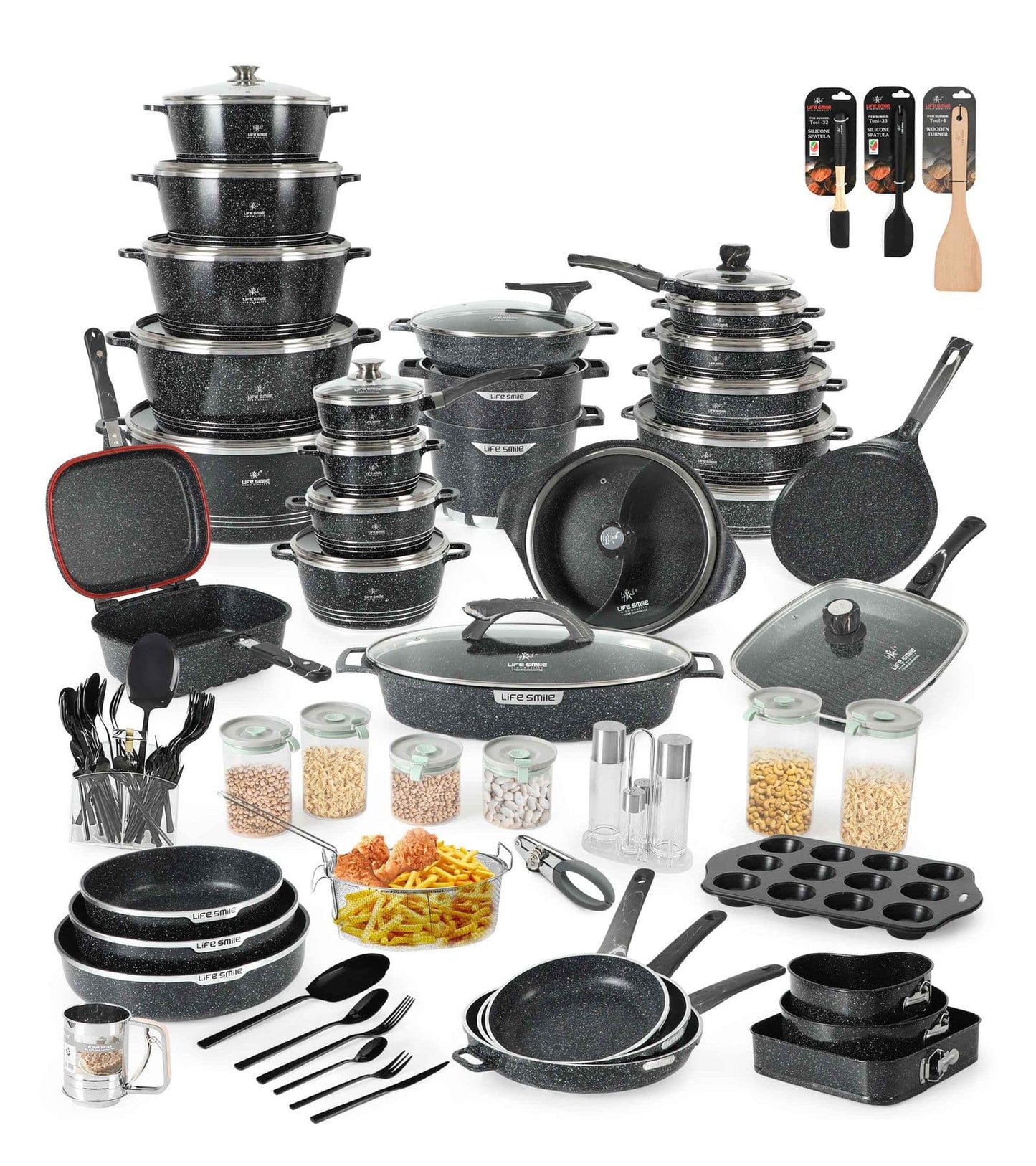 Complete 130 Piece Cooking & Kitchenware Set Premium